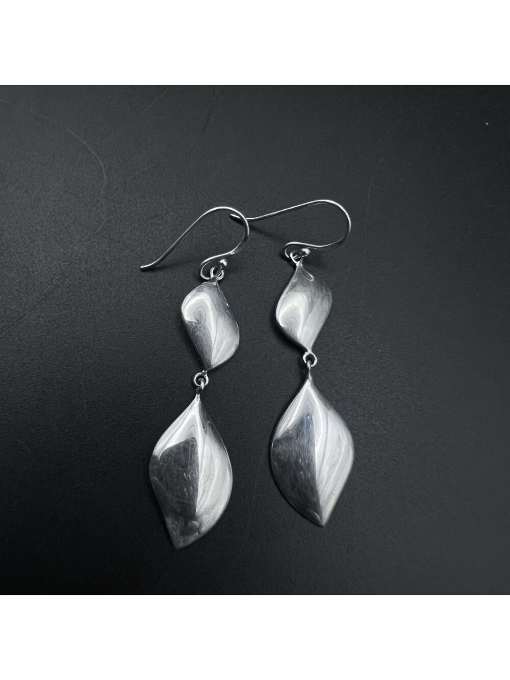 Vintage Sterling Silver Modernist Sculptural Dangle Earrings 2" 925